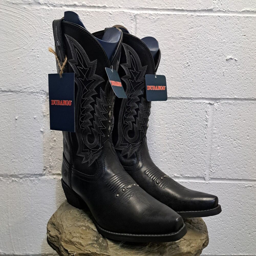 Durango Crush DRD0427 Womens Black Leather Slip On Western Boots Size 7.5